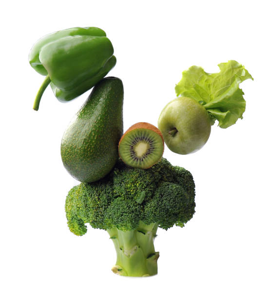 istock Green vegetables and green fruits 1307529122