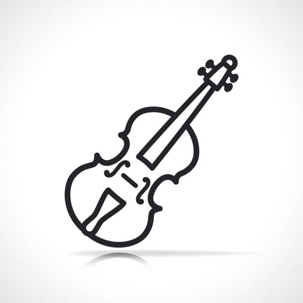 ilustrações, clipart, desenhos animados e ícones de design de ícone da linha de violino vetorial - violino