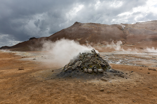 Geysir geyser in Iceland, summer season.