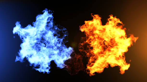 istock Fire and Ice Concept Design with spark. 3d illustration. 1307535552