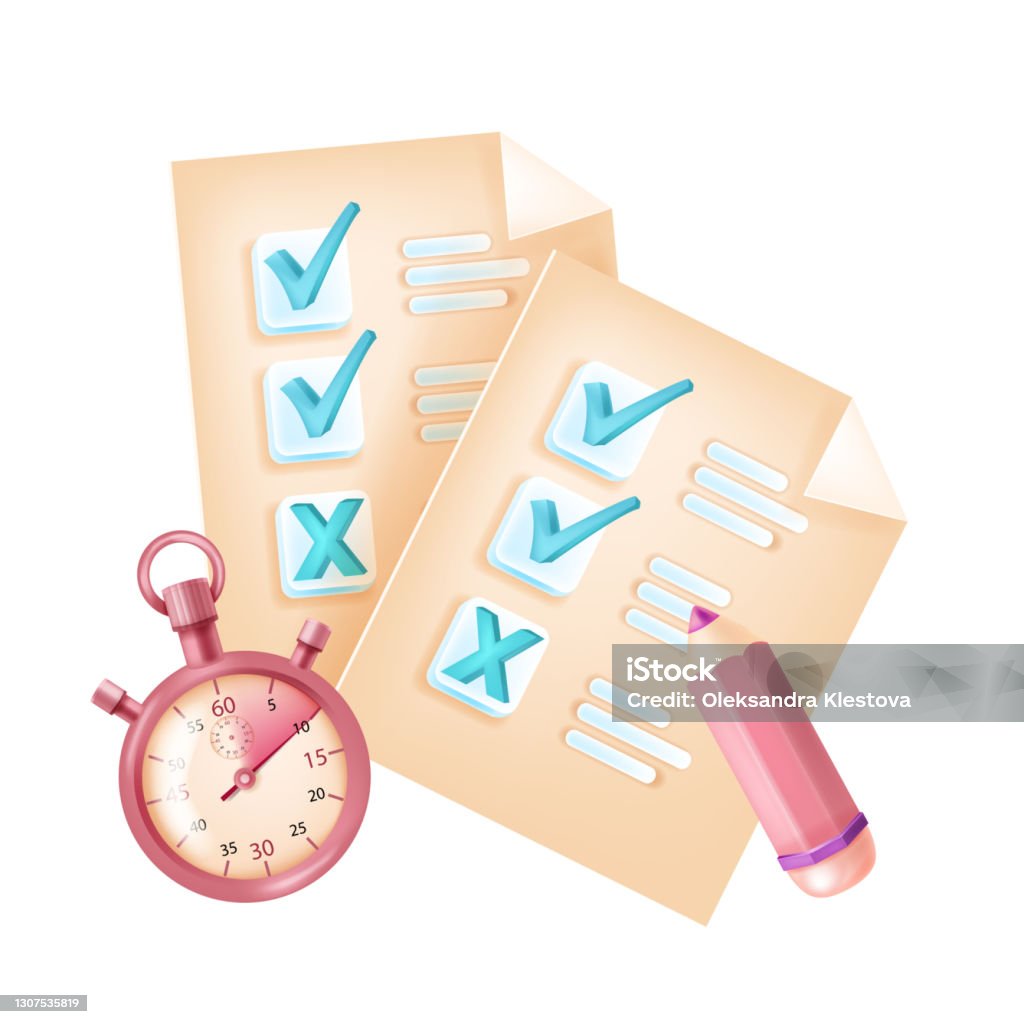 Checkbox Exam Online Exam Vector Internet Test Form Checkbox Mark Question List Timer ...