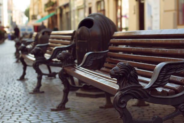 Surakarta, Indonesia - March 05, 2025. Lounge chairs in the city park along Slamet Riyadi street, Solo in the afternoon.