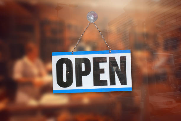 istock Open sign store business 1307537182