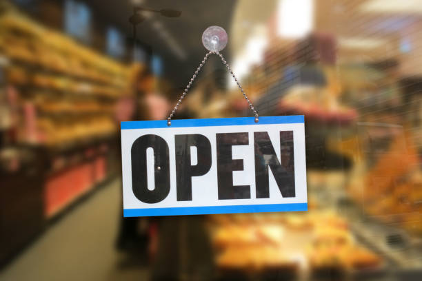 istock Open sign store business 1307537934