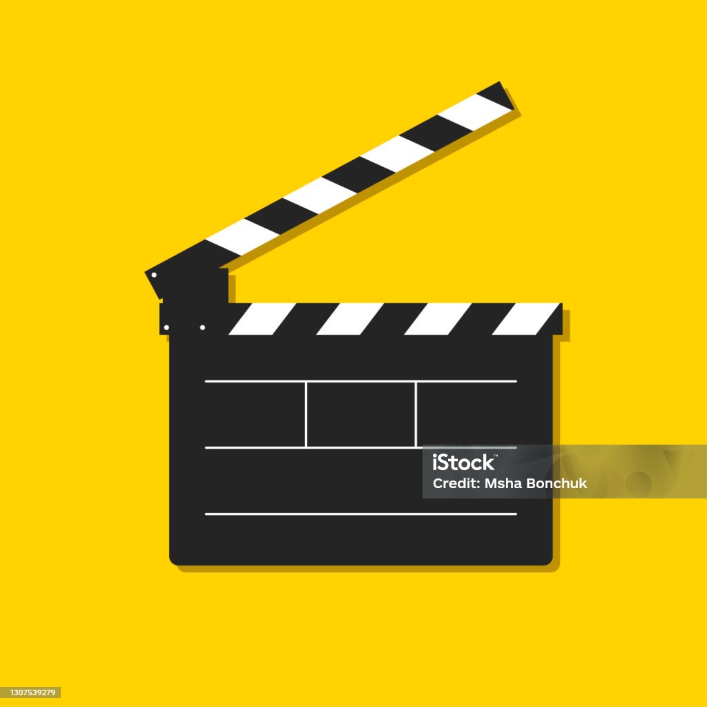 Video clapperboard isolated on yellow background. Business photography concept. Template for the director's instructions, the produce. Flat style. Vector illustration Video clapperboard isolated on yellow background. Business photography concept. Template for the director's instructions, the produce. Flat style. Film Slate stock vector