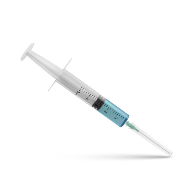 istock Syringe with drug. Realistic syringe with vaccine injection. Laboratory research. Vector 1307540992