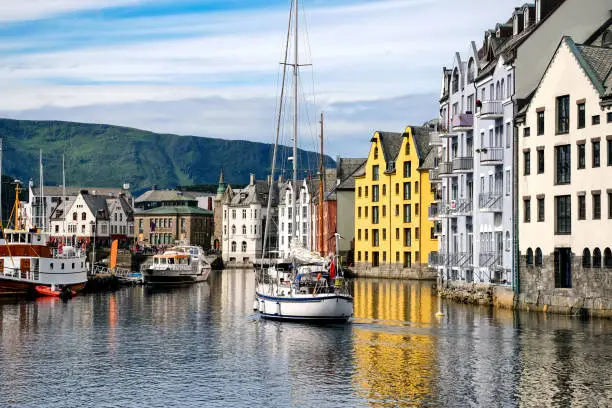 Famous sightseeing spot and travel destination of the city of Alesund in Norway