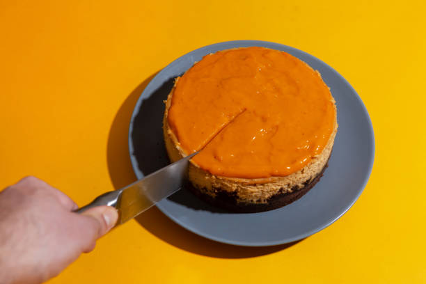 istock homemade cheese cake on grey plate with hard light 1307543255