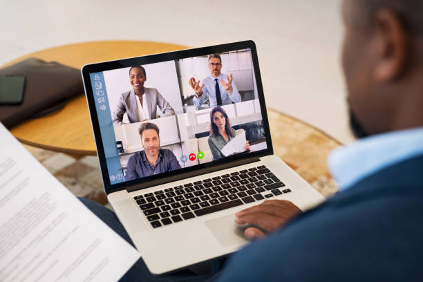 istock Business people working with video call from remote 1307543622