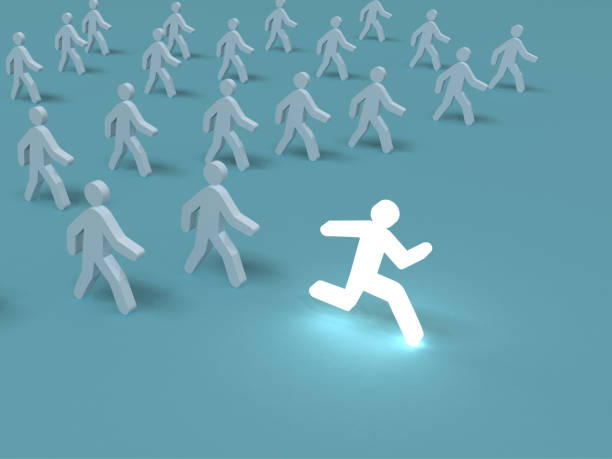 istock Competition leadership different stand out of the crowd people win 1307544311