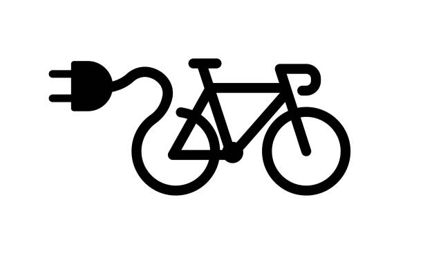 illustrations, cliparts, dessins animés et icônes de icône électrique de vélo. vecteur sur le fond blanc d’isolement. bpa 10 - electric bicycle