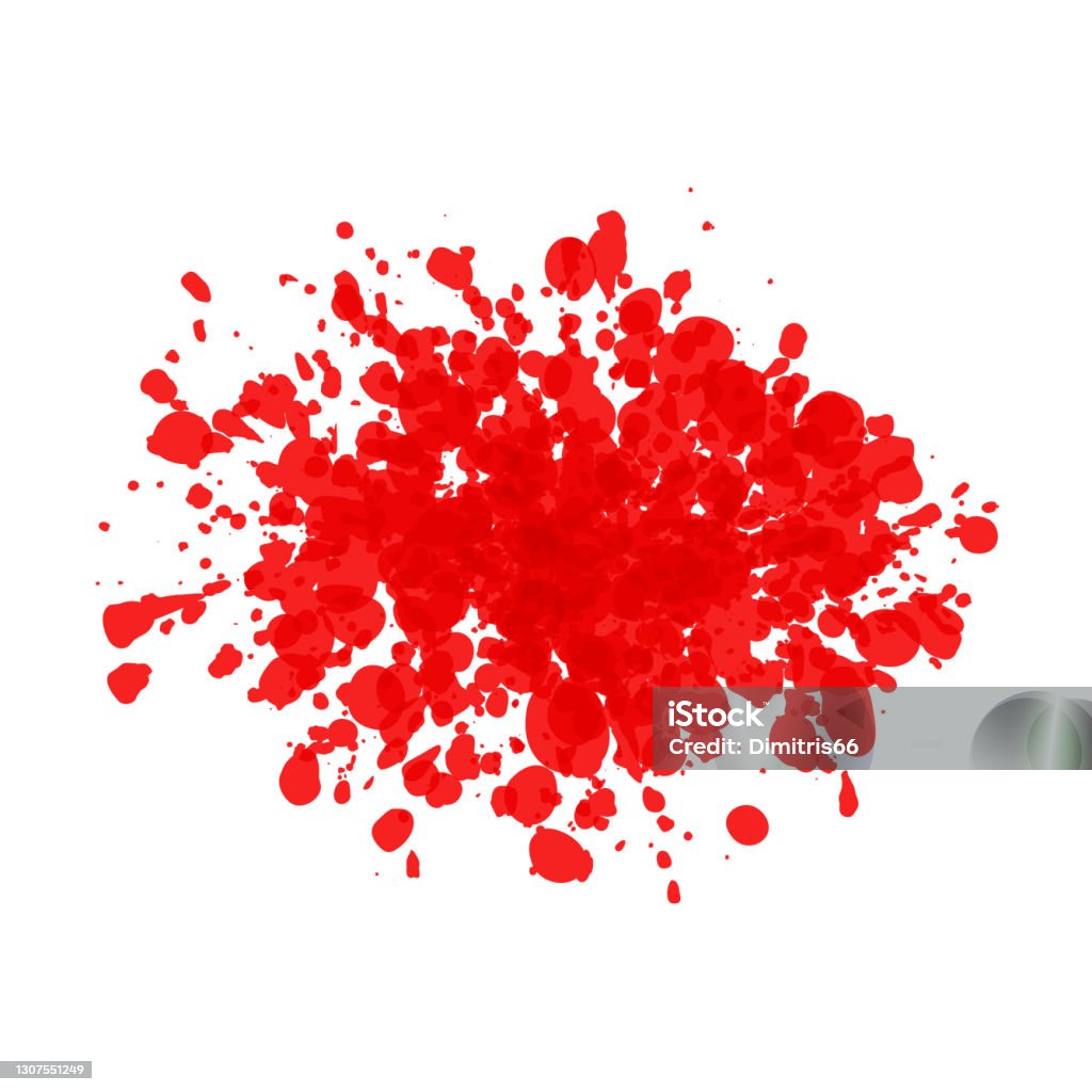 Red Ink Red Ink Splatter On White Background Formed By Individual Particles ...