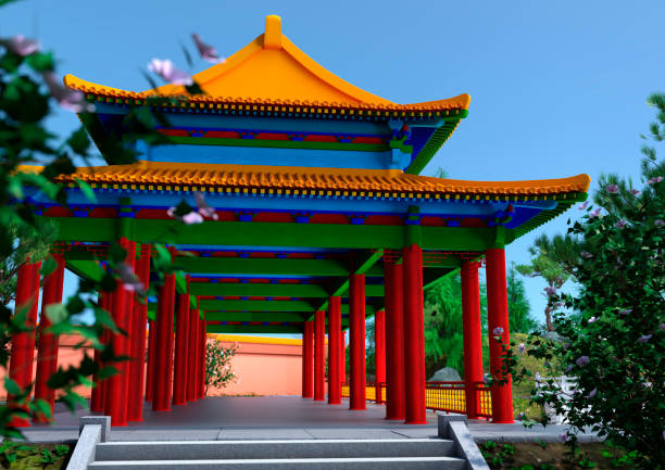 istock 3D illustration Chinese garden 1307551403