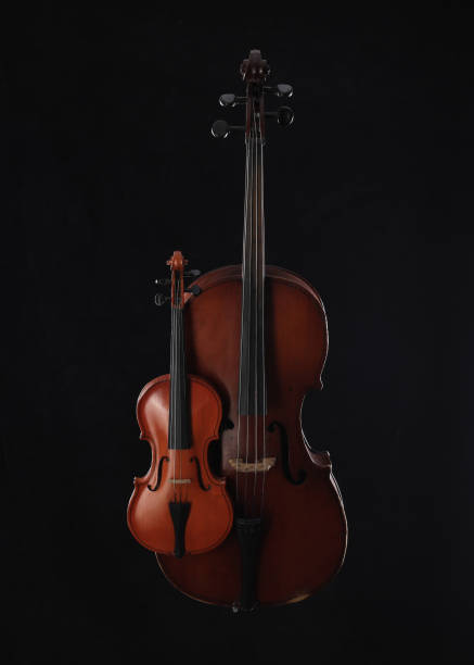 istock cello and violin on a black background 1307551436