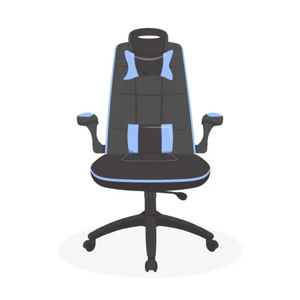 Vector illustration of Ergonomic chair front view. Comfortable armchair for gaming.