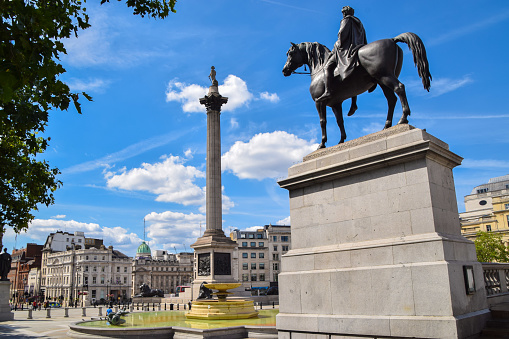 London, United Kingdom - July 12 2020: Trafalgar Square on a clear day.