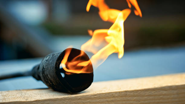 istock Close-up of illuminated blowtorch 1307554857