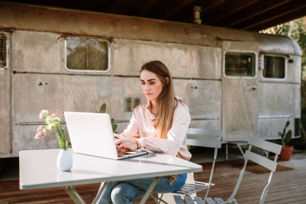 istock Young woman working outdoors 1307556523