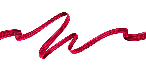 Red paint brush stroke ribbon. Сurly ribbon. Acrylic brush stroke. Vector illustration. Design element.