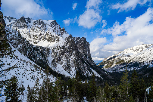 Winter mountain landscape in Polish and Slovak Tatra mountains.