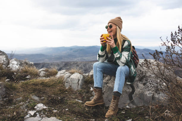 The woman enjoys nature