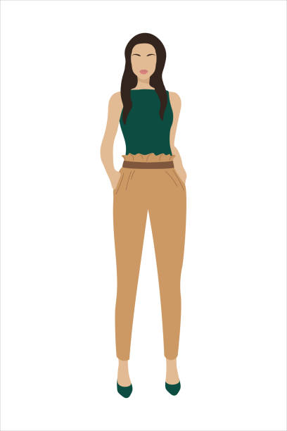 ilustrações de stock, clip art, desenhos animados e ícones de stylish young woman dressed in trendy clothes - girl5