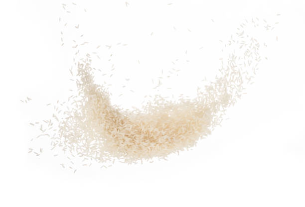 istock Rice splash explosion isolated on white  background stop motion photo food object design 1307572076