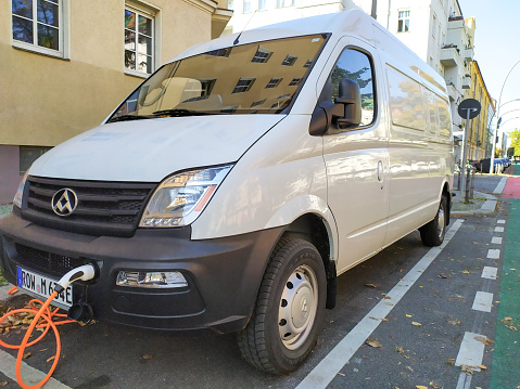 Berlin, Germany - October 13, 2019: LDV Maxus EV80 electric van