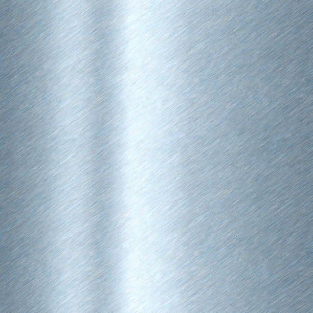 shiny brushed metal background texture. polished metallic steel plate. sheet metal glossy shiny silver blue. seamless texture - seamless brushed metal platinum smooth imagens e fotografias de stock