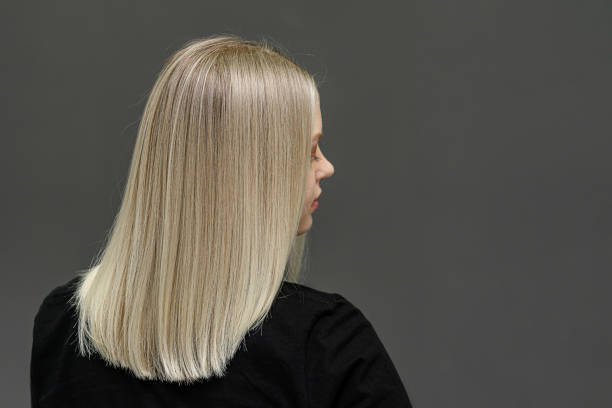 Blonde model with straight hair