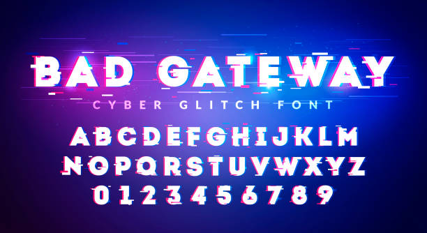 Vector Illustration Future Glitch Cyber Font. High Technology Typography. Vector Illustration Future Glitch Cyber Font. High Technology Typography. futuristic stock illustrations