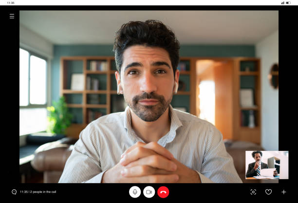 istock Business man on a work video call from home. 1307578818
