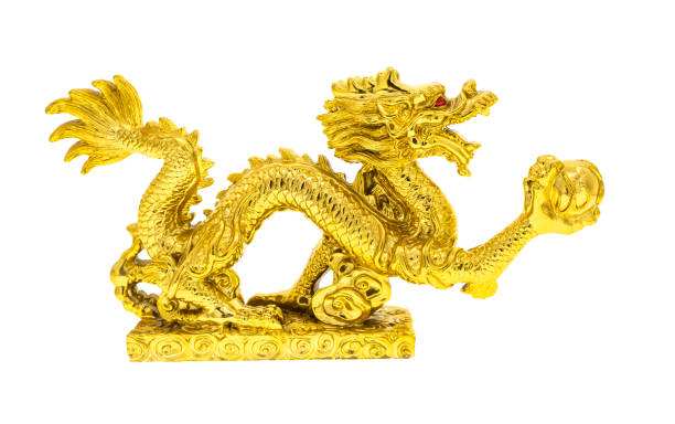 istock New year decoration with dragon art isolated on white background 1307581653