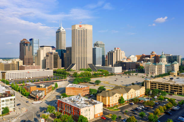 istock Indianapolis downtown during sunset Aerial view USA 1307583138