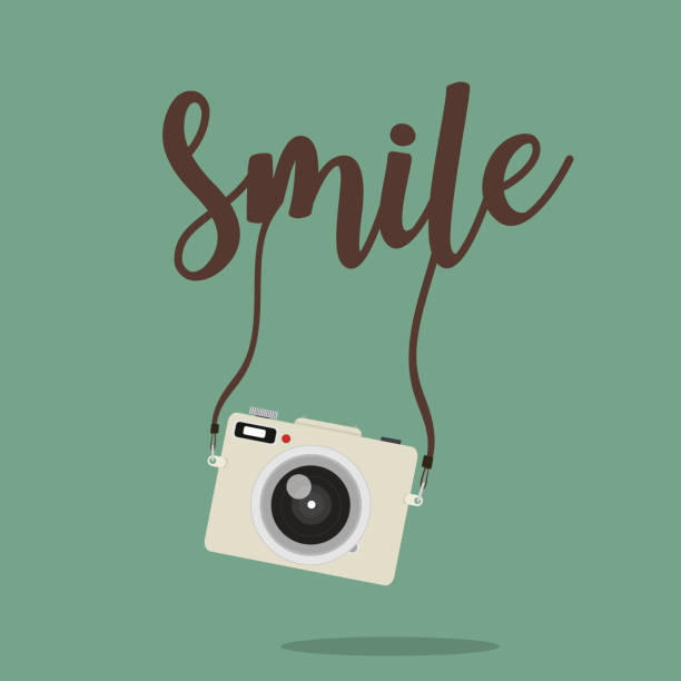 Design camera mini with  Smile vector Design camera mini with  Smile vector eps10 photo shoot stock illustrations