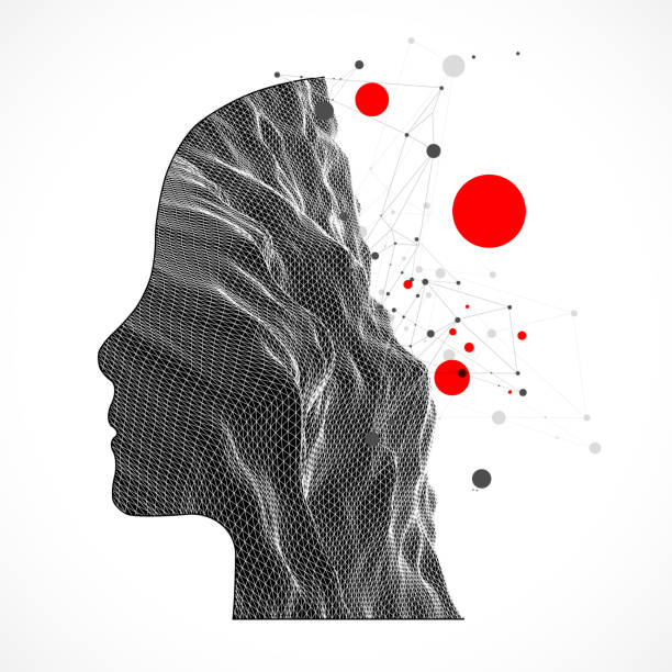 istock The human head is made in the style of a frame. Toporgagraphy in the contour.  Vector plexus art. 1307588843