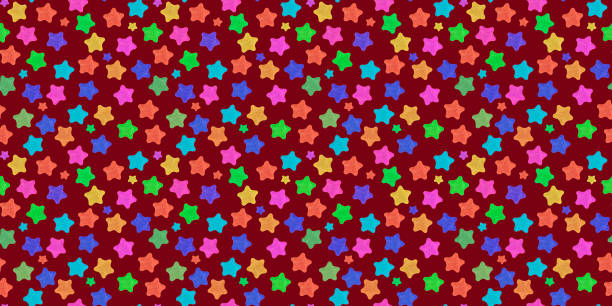 色付きの星、赤のパターンでお祝いの背景。 - star shape confetti red nobody ストックフォトと画像