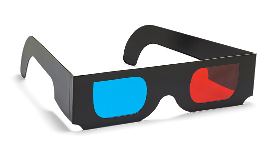 Pair of Black 3D Movie Glasses Cut Out.