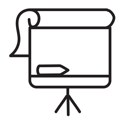 Vector illustration of a white board icon. Icon concept thin line style icons. no white box below. Fully editable for easy editing. Includes vector eps and high resolution jpg in download.