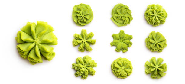 set of wasabi portion on white background - wasabi imagens e fotografias de stock