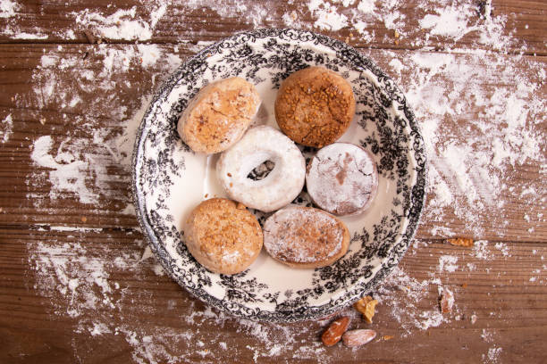 istock traditional christmas powders on rustic wood with ornaments 1307606596