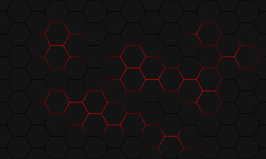 ✓ black and red hexagons modern background illustration Stock Photos