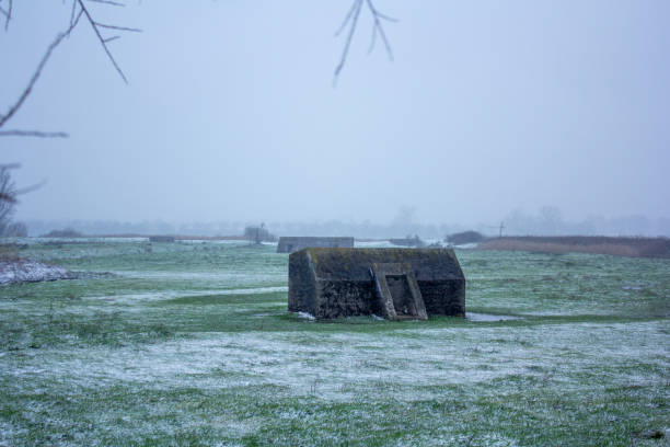 Field of ww2 bunkers - fotografia de stock