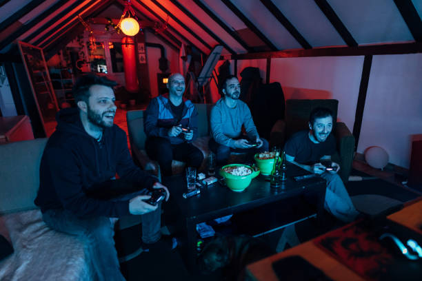 istock Video game competition between male friends 1307609815