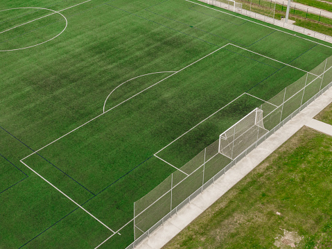 Detail of a soccer field as seen from above