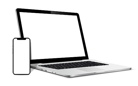 Laptop and phone mock up. Vector illustration for responsive web design.