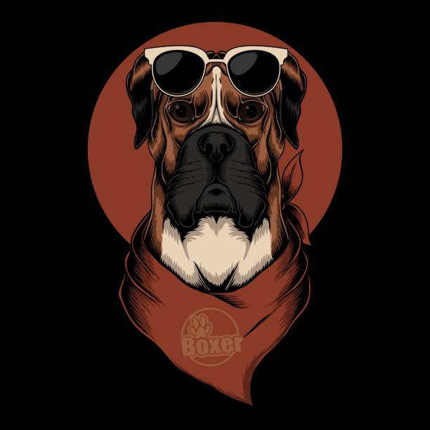 ilustrações, clipart, desenhos animados e ícones de ilustração vetorial de bandana do cão boxer - boxer cão