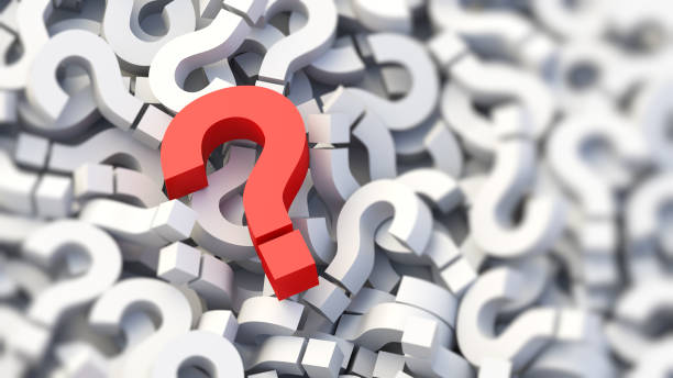 istock Red question mark on a background of white signs, FAQ Concept 1307613661