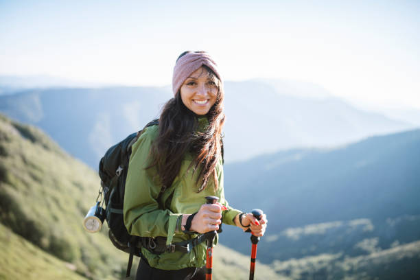 istock Female hiker in the mountain. 1307616252