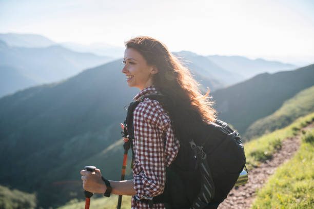 istock Young woman on a hiking adventure. 1307616270